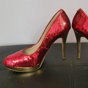Michael Kors Gold and Red Sequin High Heels